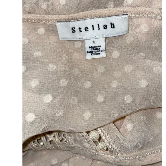 STELLAH Anthropologie Beige Swiss Dot Lace Sheer Dress Size: L - Picture 4 of 4